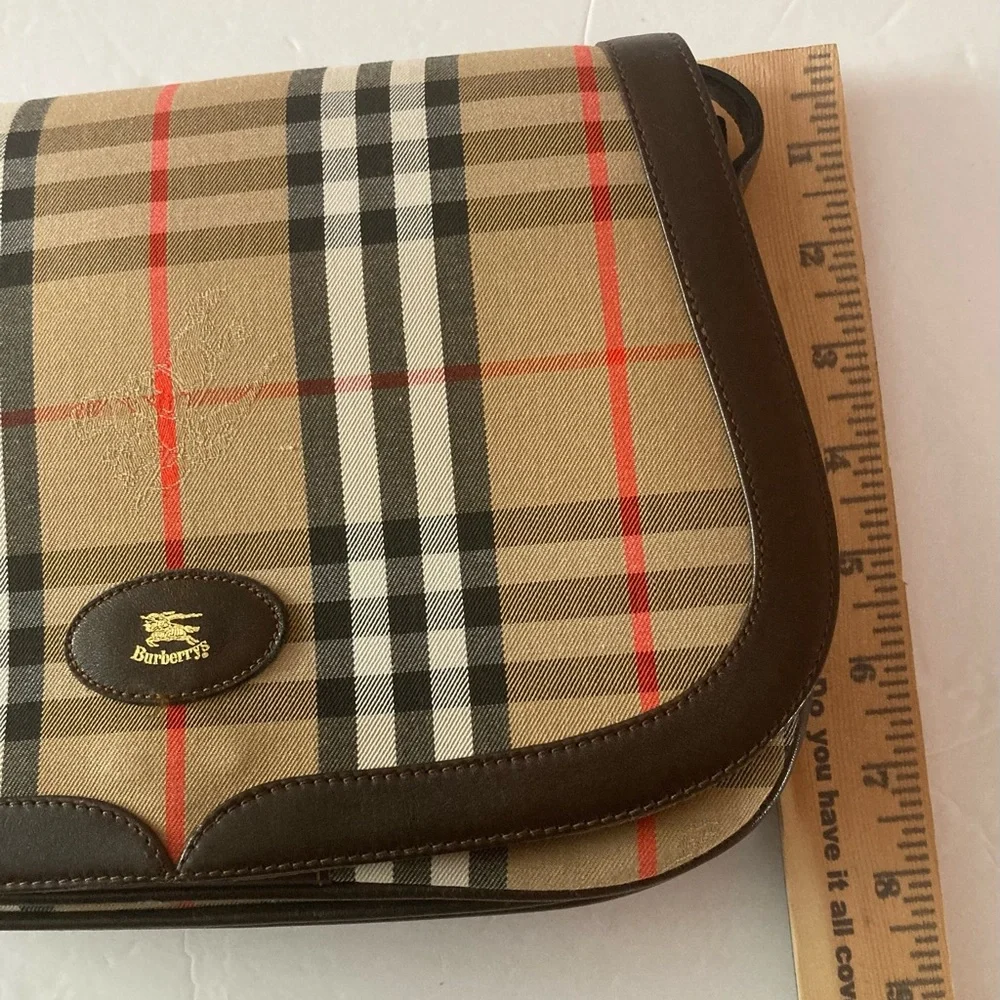 Burberry Crossbody bag Check Tan,Brown,Red.Beautiful Vintage - Picture 13 of 15